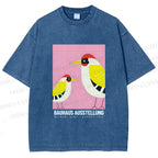 Unisex Bauhaus Bird Printed Washed Tee