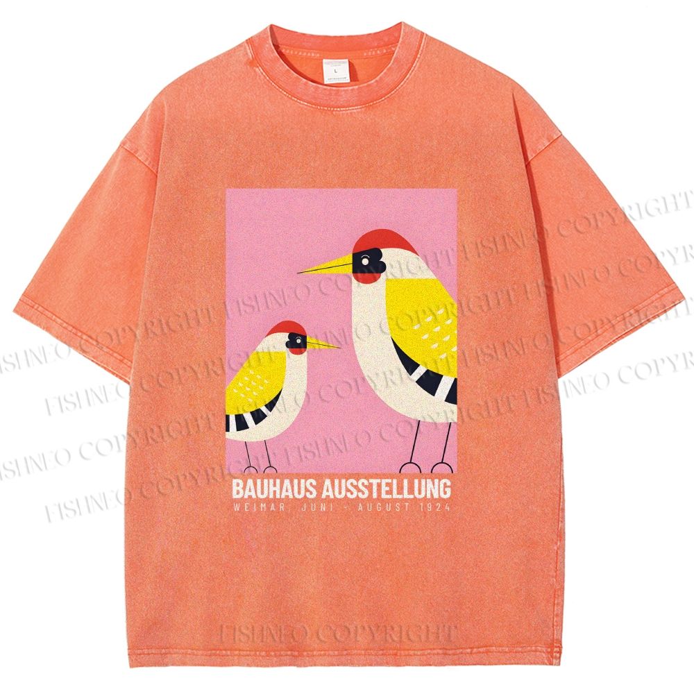 Unisex Bauhaus Bird Printed Washed Tee
