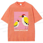 Unisex Bauhaus Bird Printed Washed Tee