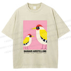 Unisex Bauhaus Bird Printed Washed Tee