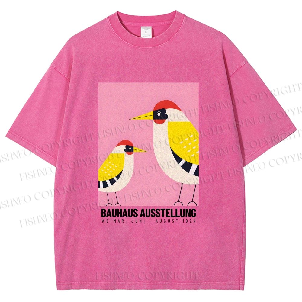 Unisex Bauhaus Bird Printed Washed Tee