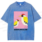 Unisex Bauhaus Bird Printed Washed Tee