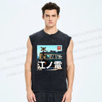 Unisex Enoden Printed Washed Tank Top