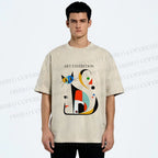 Unisex Joan Miro Cat Printed Washed Tee