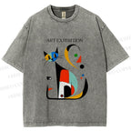 Unisex Joan Miro Cat Printed Washed Tee