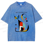 Unisex Joan Miro Cat Printed Washed Tee