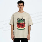 Unisex Yeah Im Fine Frog in Pot Printed Washed Tee