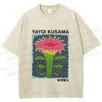 Unisex Yayoi Kusama Flower Printed Washed Tee