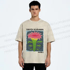 Unisex Yayoi Kusama Flower Printed Washed Tee