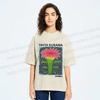 Unisex Yayoi Kusama Flower Printed Washed Tee