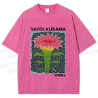 Unisex Yayoi Kusama Flower Printed Washed Tee