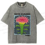 Unisex Yayoi Kusama Flower Printed Washed Tee