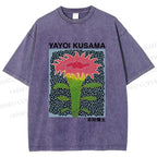 Unisex Yayoi Kusama Flower Printed Washed Tee