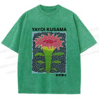 Unisex Yayoi Kusama Flower Printed Washed Tee