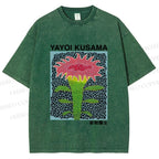 Unisex Yayoi Kusama Flower Printed Washed Tee