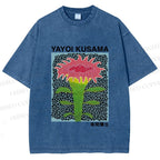 Unisex Yayoi Kusama Flower Printed Washed Tee