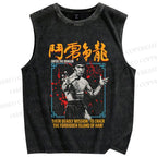 Unisex Bruce Lee Be Water Printed Washed Tank Top