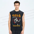 Unisex Bruce Lee Be Water Printed Washed Tank Top
