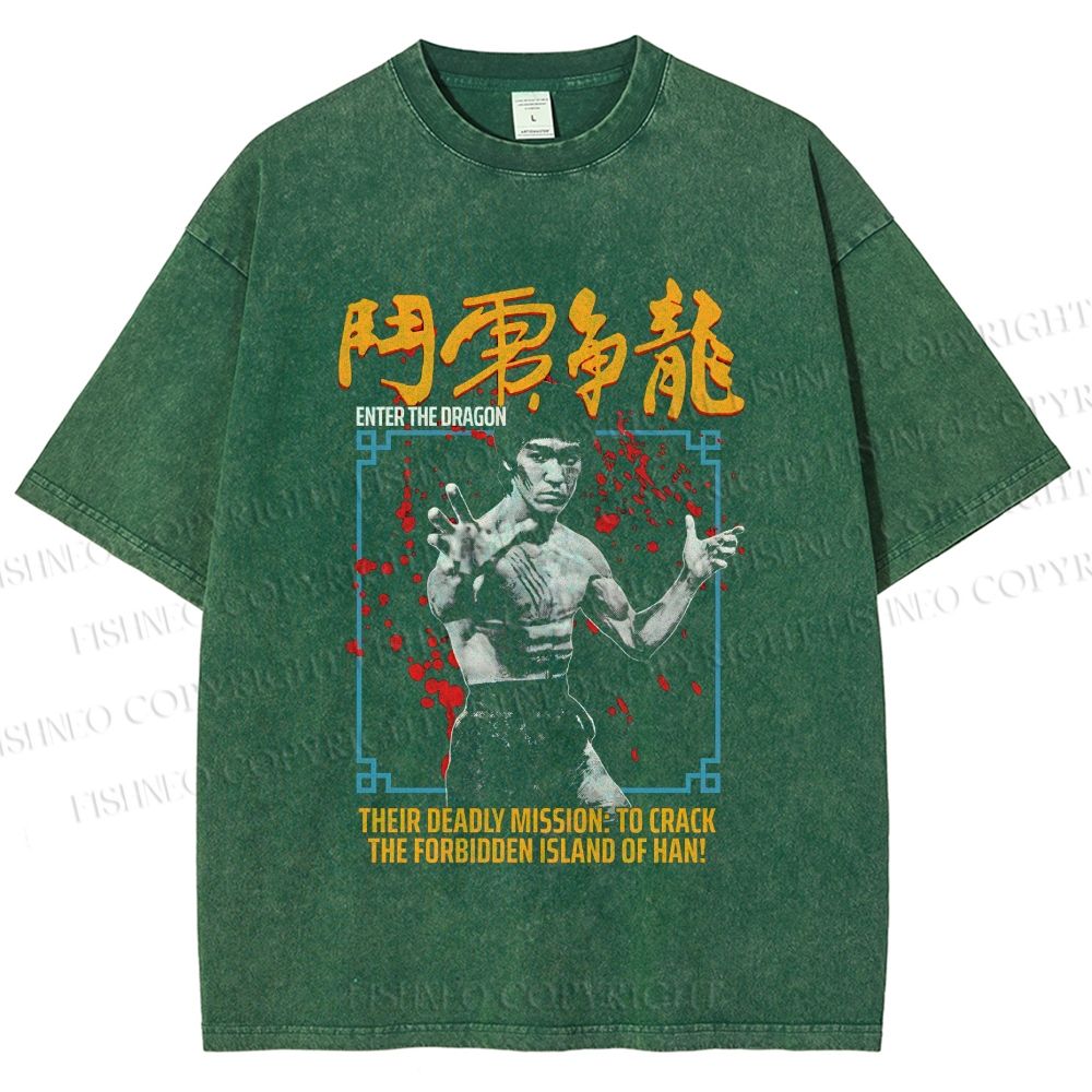 Unisex Bruce Lee Be Water Printed Washed Tee