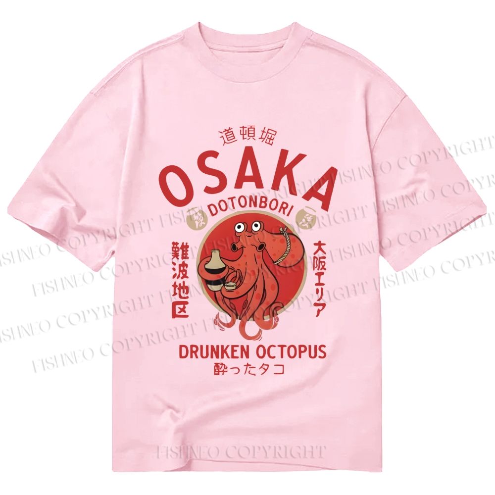 Unisex Classic Cotton Drunken Octopus Japan Printed T-shirt