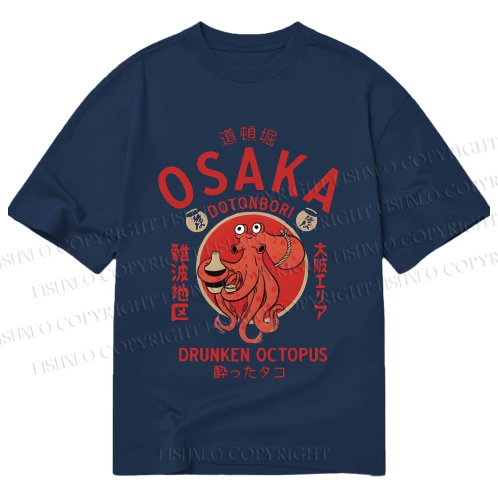 Unisex Classic Cotton Drunken Octopus Japan Printed T-shirt