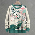 Tiger Walking on Lotus Leaf Crew Neck Sweater