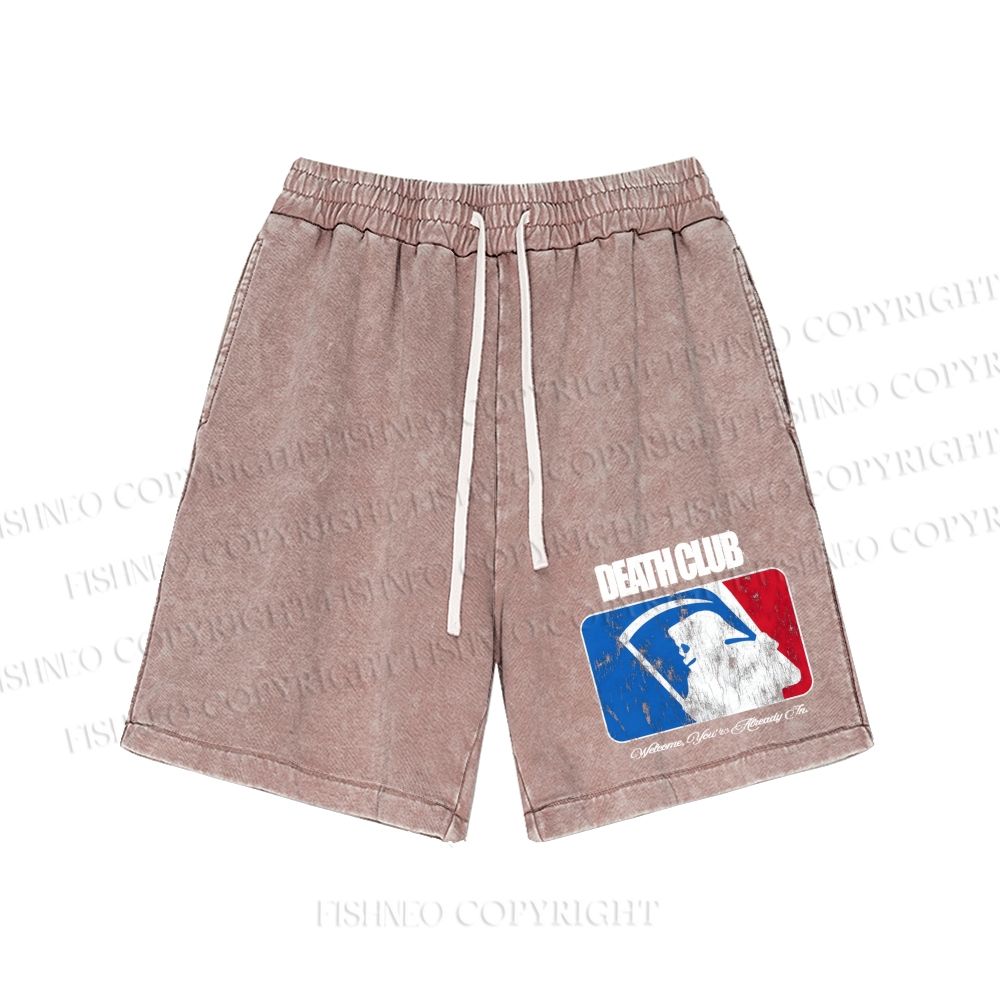 Unisex Death Club Washed Shorts