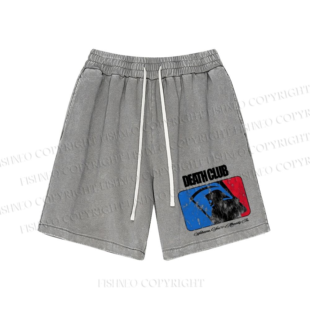 Unisex Death Club Washed Shorts