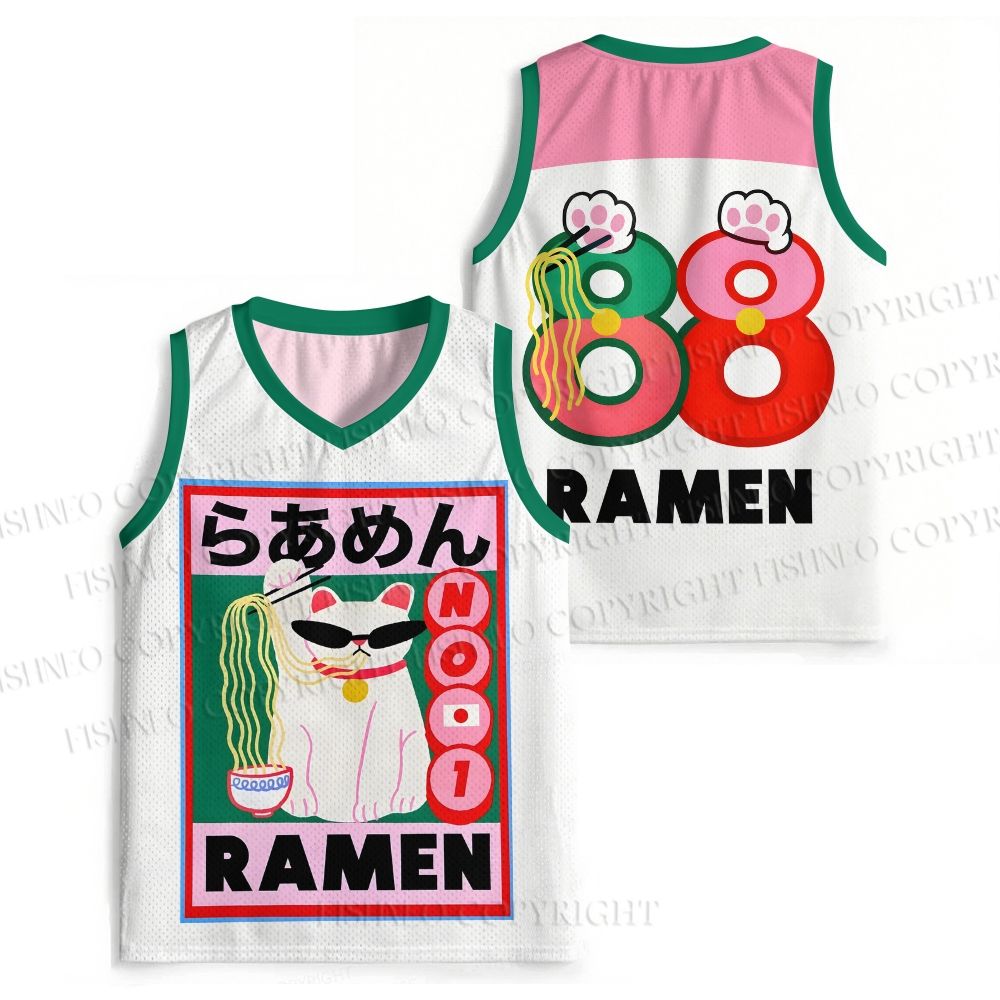 Japanese Fortune Ramen Cat Jersey Tank