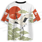 Vintage Japanese Ukiyo-e Crane Jersey Shirts