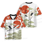 Vintage Japanese Ukiyo-e Crane Jersey Shirts