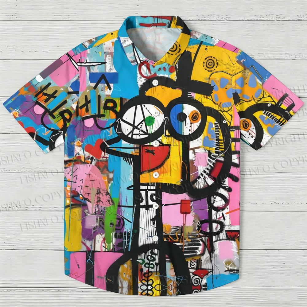 Large Graffiti-style Painting Hawaiian Shirt