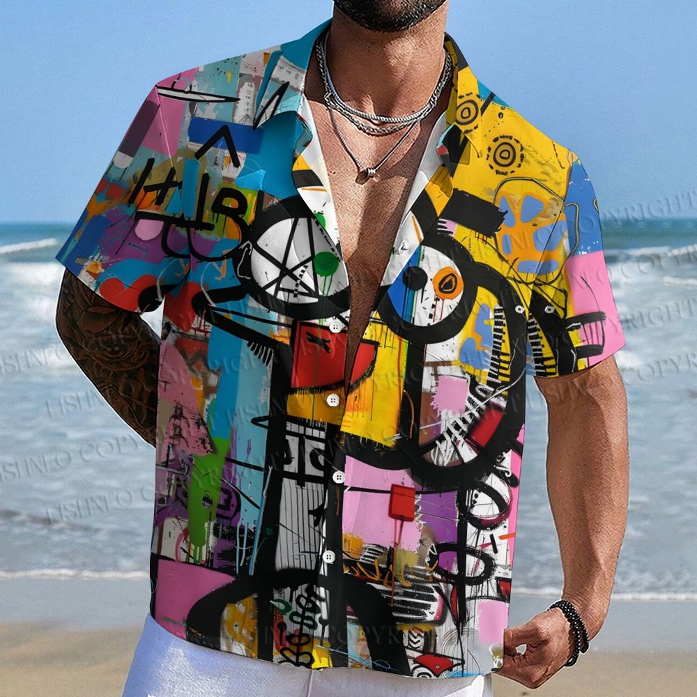 Large Graffiti-style Painting Hawaiian Shirt