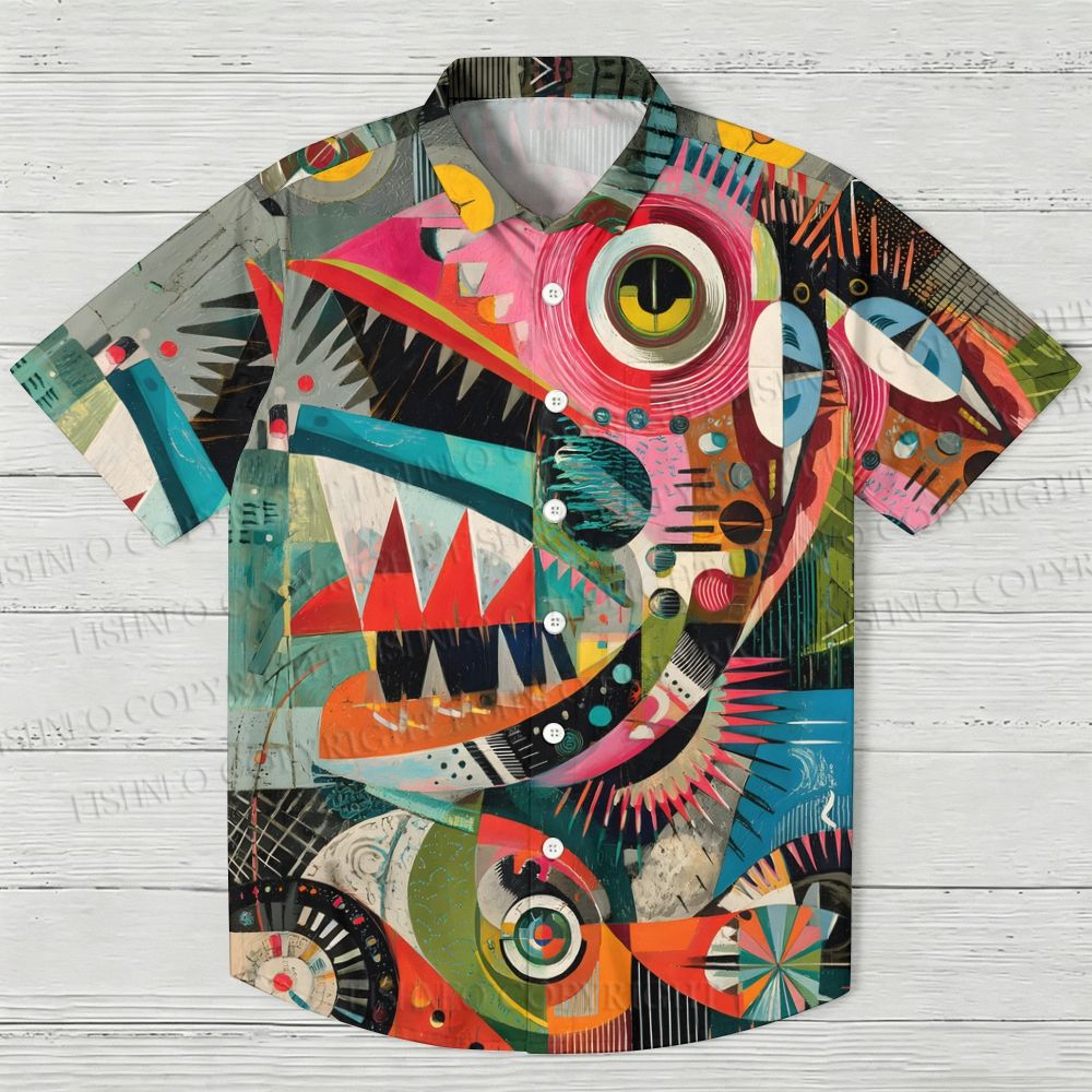 Abstract Art Fish Printed Hawaiian Shirt