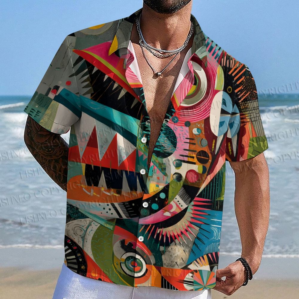 Abstract Art Fish Printed Hawaiian Shirt