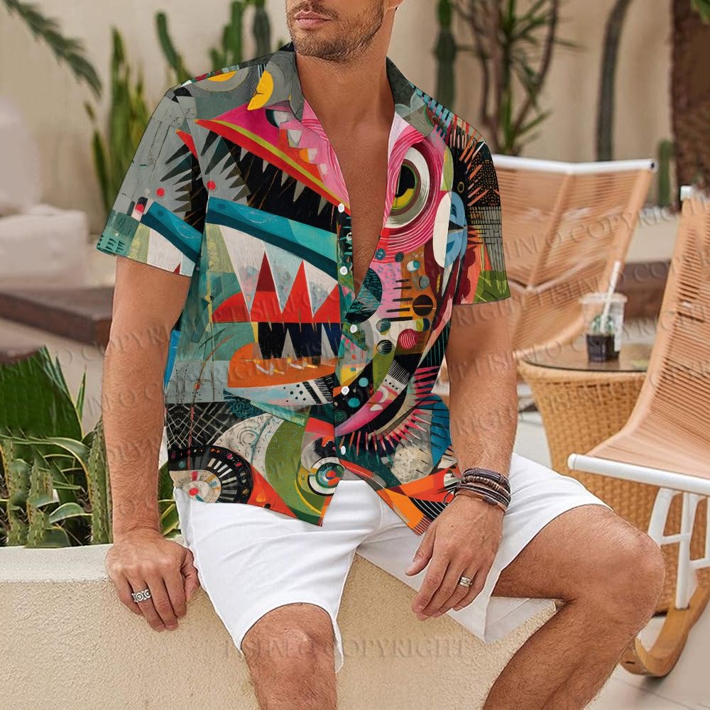 Abstract Art Fish Printed Hawaiian Shirt