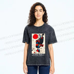 Unisex Figures And Dog Under The Sun Printed Washed Tee