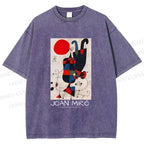 Unisex Figures And Dog Under The Sun Printed Washed Tee
