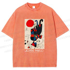 Unisex Figures And Dog Under The Sun Printed Washed Tee