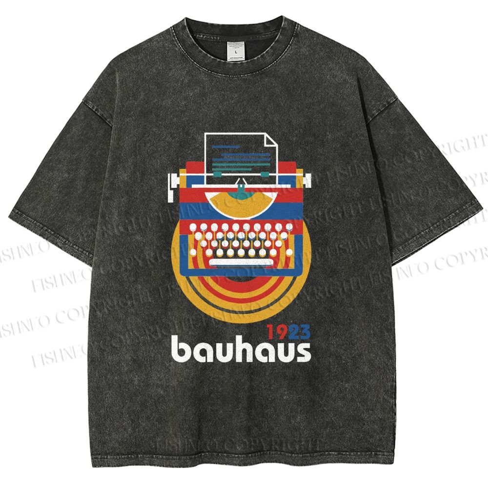 Unisex Bauhaus Typewriter Printed Washed Tee