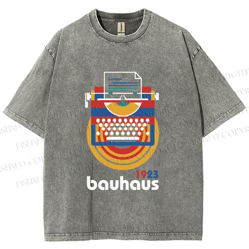 Unisex Bauhaus Typewriter Printed Washed Tee