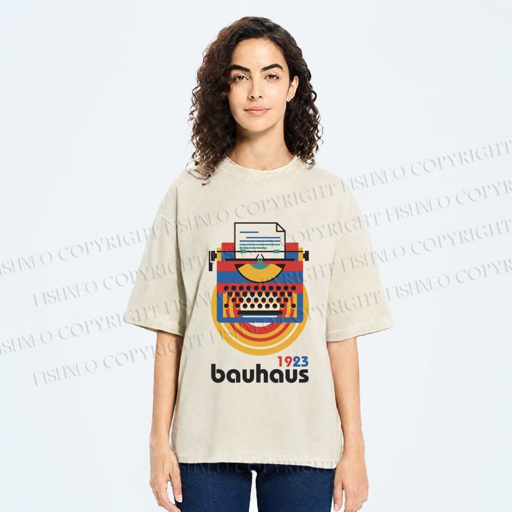 Unisex Bauhaus Typewriter Printed Washed Tee