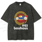 Unisex Bauhaus Racing Car Printed Washed Tee