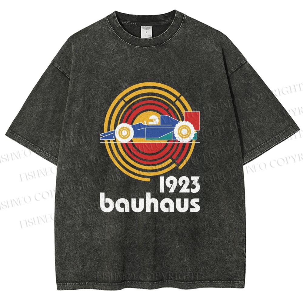 Unisex Bauhaus Racing Car Printed Washed Tee