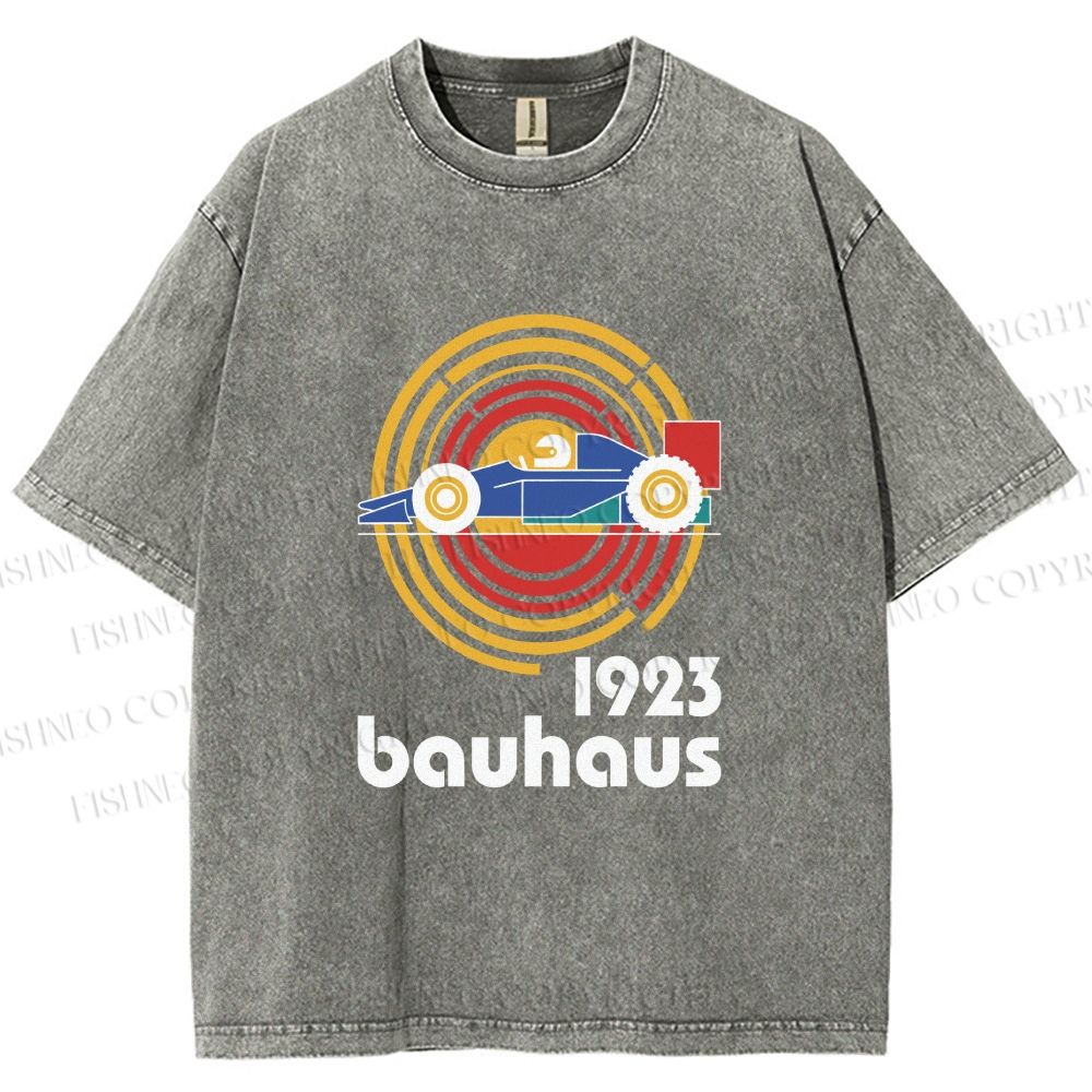 Unisex Bauhaus Racing Car Printed Washed Tee