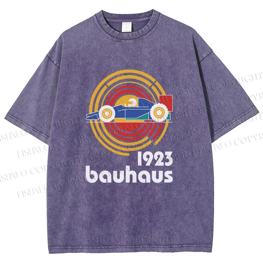 Unisex Bauhaus Racing Car Printed Washed Tee