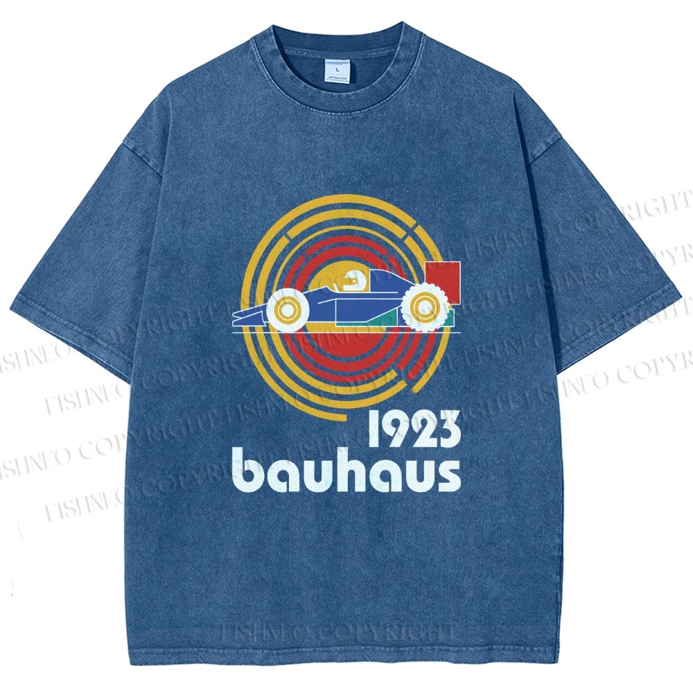 Unisex Bauhaus Racing Car Printed Washed Tee