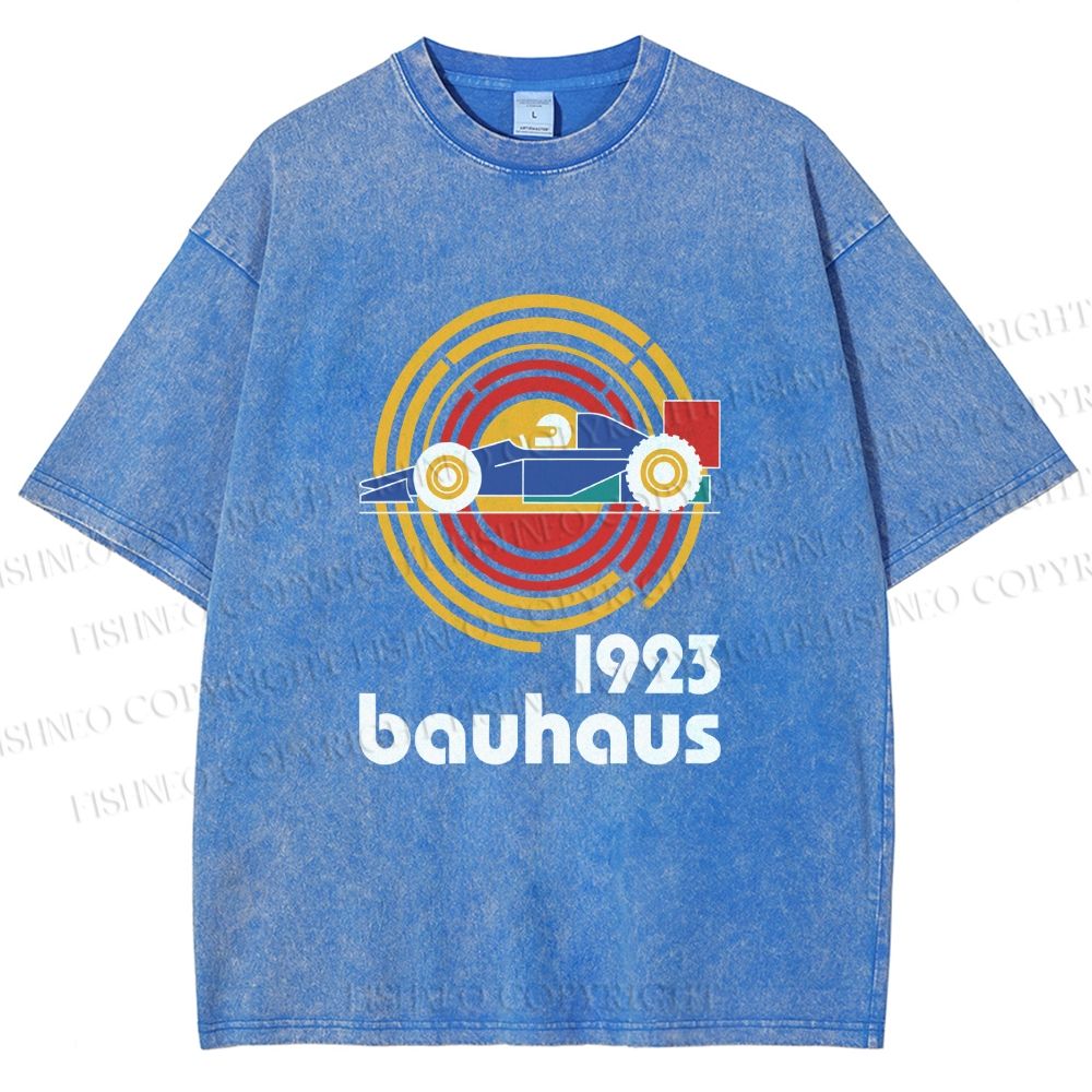 Unisex Bauhaus Racing Car Printed Washed Tee