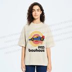 Unisex Bauhaus Racing Car Printed Washed Tee