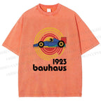 Unisex Bauhaus Racing Car Printed Washed Tee